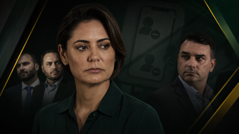 Michelle Bolsonaro deixa de seguir Eduardo e Carlos após crise com Flávio
